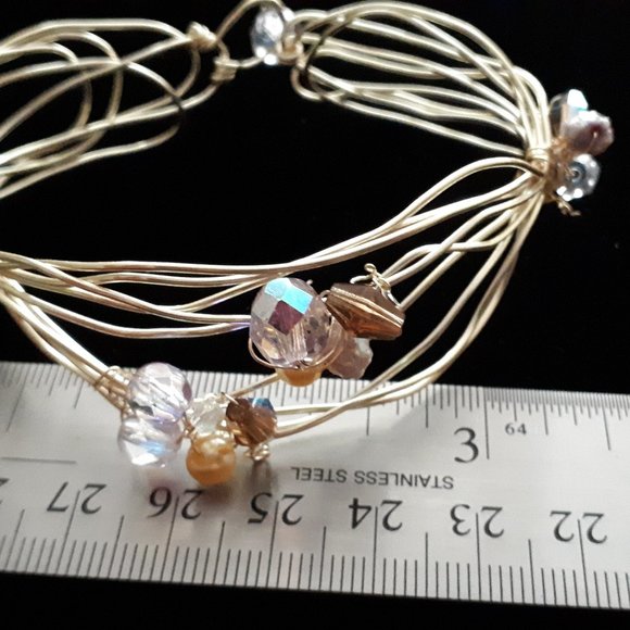 Silver Beaded Bracelet Handmade - Picture 3 of 6